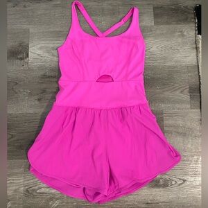 Vibrant Pink Sleeveless Athletic Romper